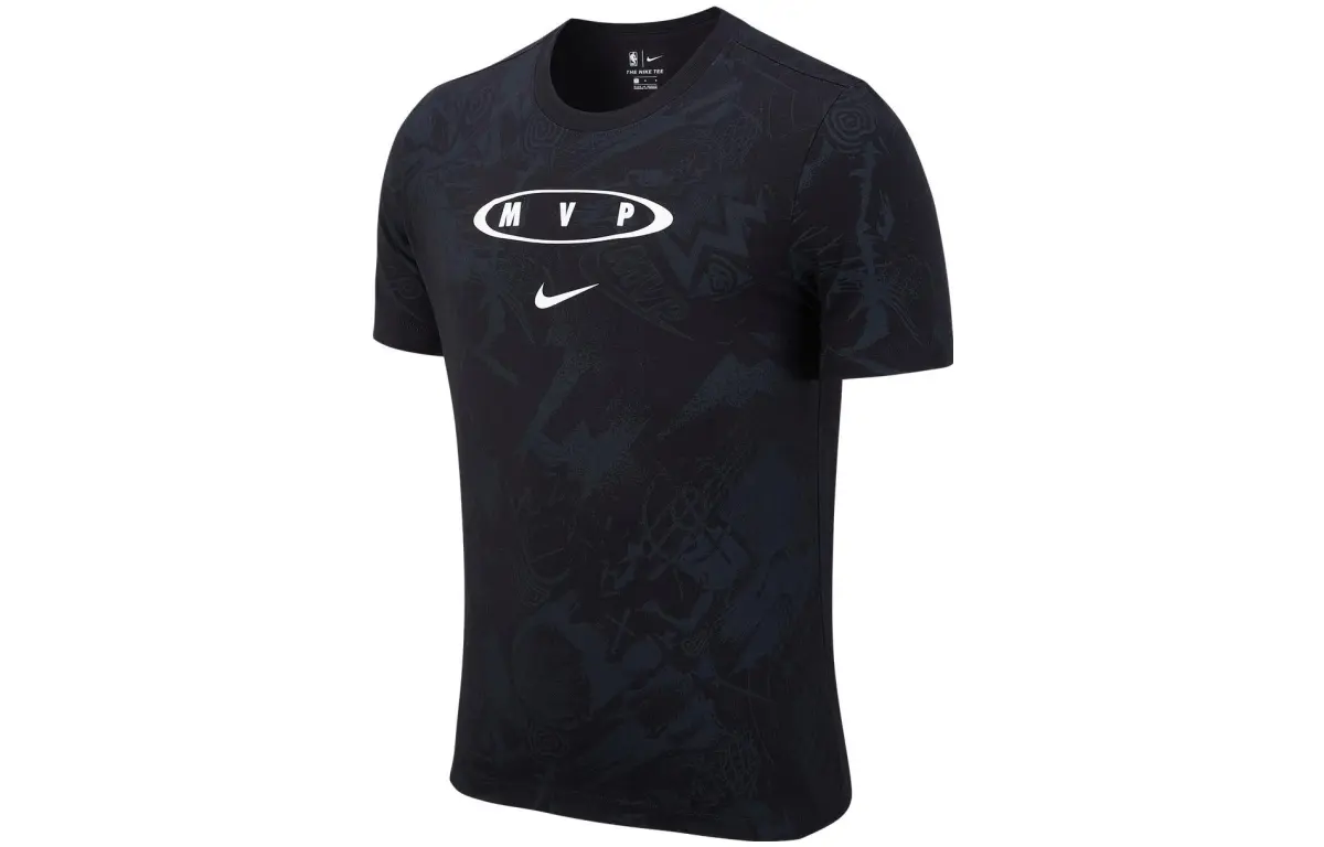 Nike T-Shirts Men's Black Crew Neck Moderate Straight Fit