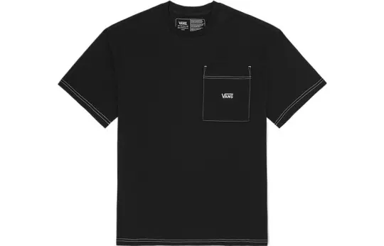 Vans T Shirts Unisex Black Crew Neck Moderate Straight Fit