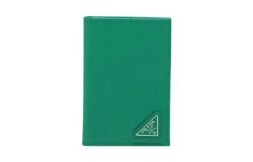 PRADA Saffiano Leather Card Holder Card Holder Men's Green
