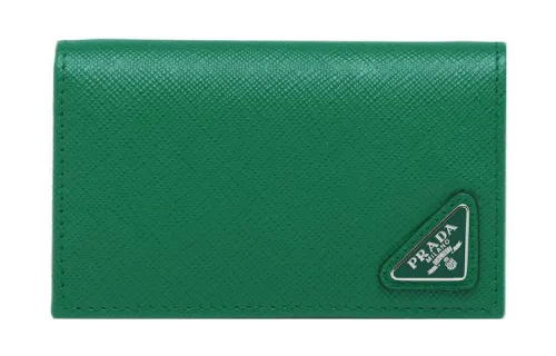PRADA Saffiano Leather Card Holder, Wallet Men's Green