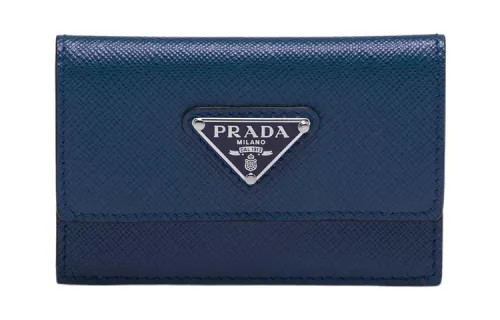 PRADA Saffiano Leather Card Holder Card Holder Men's Marine Blue
