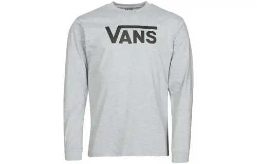 Vans CLASSIC LS T Shirts Men's Gray Crew Neck Moderate Straight Fit