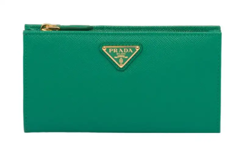 PRADA Saffiano Leather Wallet Large Women's Green
