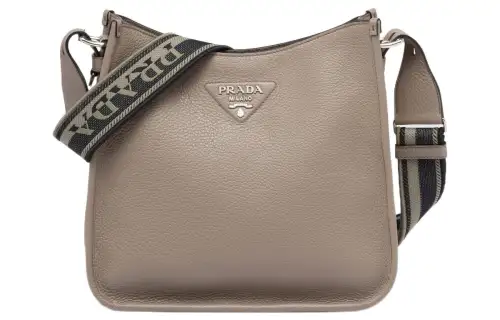 PRADA Leather Hobo Bag, Crossbody Bag, Shoulder Bag Women's Clay Gray