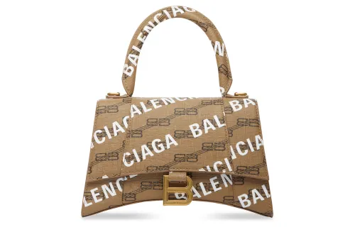 Balenciaga Hourglass Top Handle Bb Monogram Beige