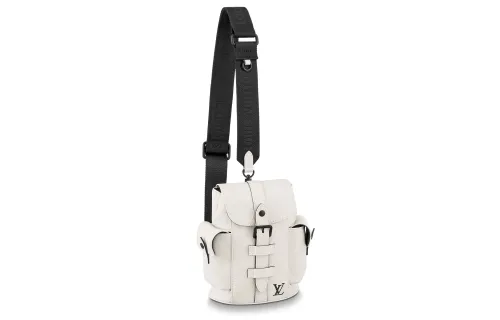 LOUIS VUITTON CHRISTOPHER Taurillon Leather Shoulder Bag, Crossbody Bag Extra Small Men's White
