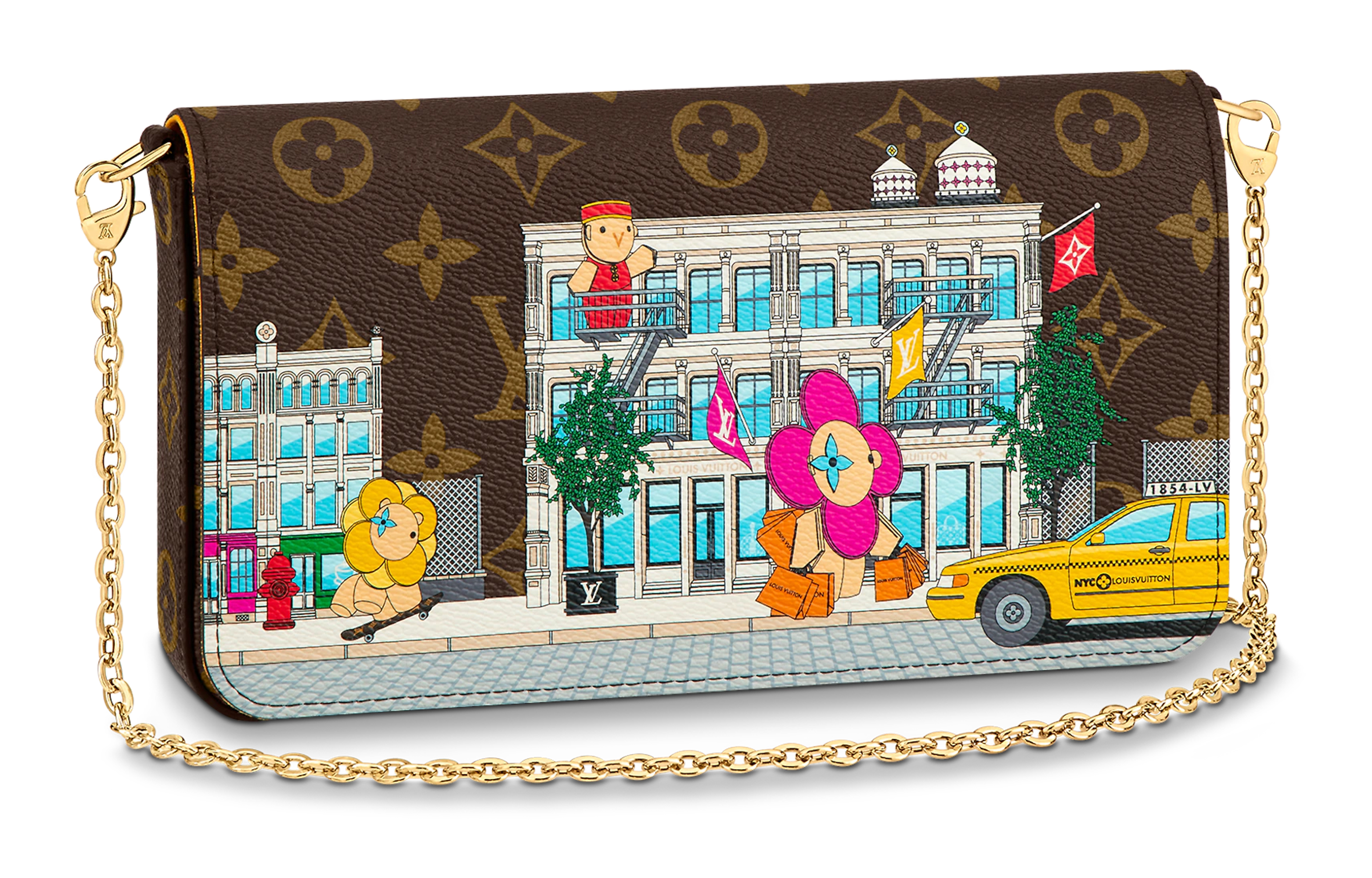 LOUIS VUITTON Félicie Pochette Vivienne Holiday Monogram Canvas/Yellow