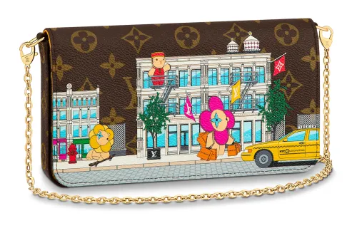 LOUIS VUITTON Félicie Pochette Vivienne Holiday Monogram Canvas/Yellow