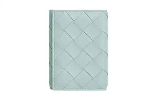 Bottega Veneta Sheepskin With Cow Leather Wallet Small Women's Washed Water Duck Blue