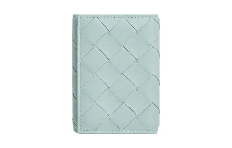 Bottega Veneta Sheepskin With Cow Leather Wallet Small Women's Washed Water Duck Blue