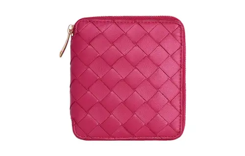 Bottega Veneta Sheepskin With Cow Leather Wallet Women's Cranberry Color