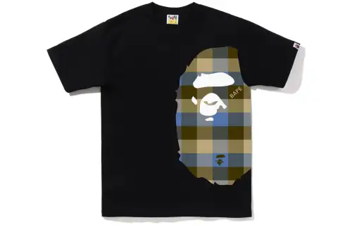 Bape Block Check Side Big Ape Head Tee FW22
