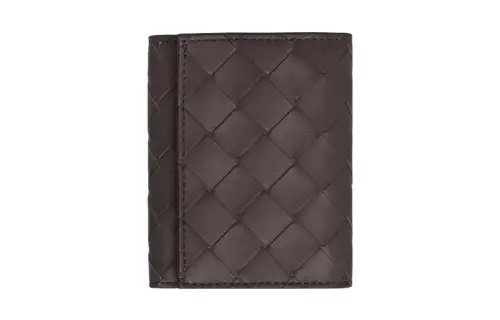 Bottega Veneta Sheepskin With Cow Leather Trifold Wallet Women's Dark Brown