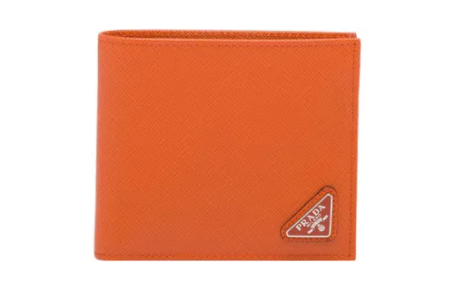 PRADA Saffiano Leather Wallet Men's Orange