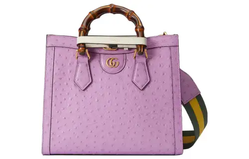 GUCCI Diana Ostrich Leather Tote Bag, Shopping Bag, Shoulder Bag, Crossbody Bag, Handbag Small Women's Purple