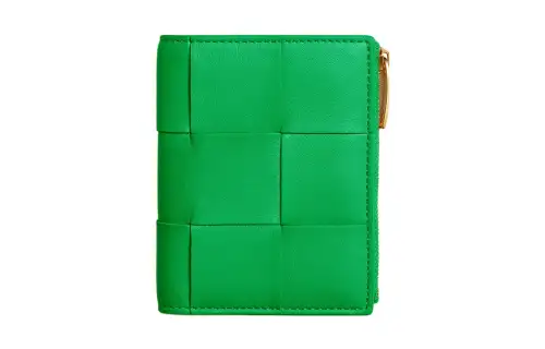 Bottega Veneta Sheepskin Wallet Small Women's Parrot Green
