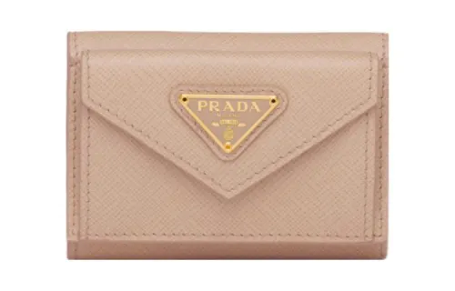 PRADA Saffiano Leather Wallet Small Women's Light Pink