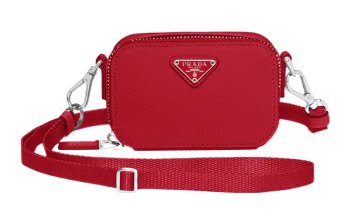 PRADA Saffiano Leather Crossbody Bags Mini Men's Red