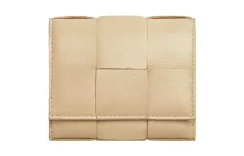 Bottega Veneta Tri Fold Zip Wallet Intreccio Porridge