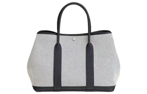 HERMES Garden Party Canvas With Negonda Calfskin Handbag 36 Women's Electric Blue/Indigo