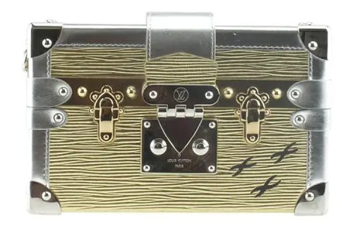 LOUIS VUITTON PETITE MALLE Leather Hard Box Bag, Small Square Bag, Handheld, Shoulder Bag, Crossbody Bag Regular Unisex