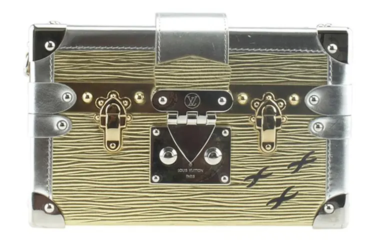 LOUIS VUITTON PETITE MALLE Leather Hard Box Bag, Small Square Bag, Handheld, Shoulder Bag, Crossbody Bag Regular Unisex