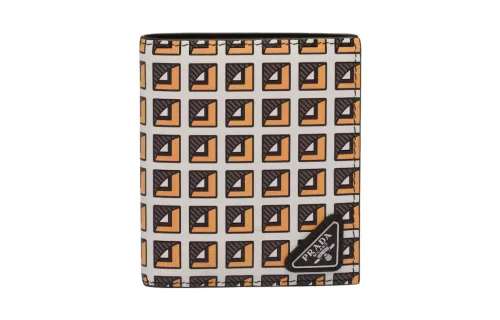 PRADA Leather Wallet Men's Yellow/White/Black