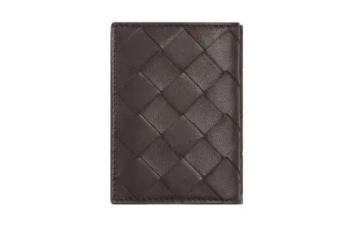 Bottega Veneta Lambskin Card Holder, Wallet Mini Women's Dark Brown