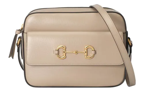 GUCCI Horsebit 1955 Leather Camera Bag, Crossbody Bag, Shoulder Bag Women's Beige