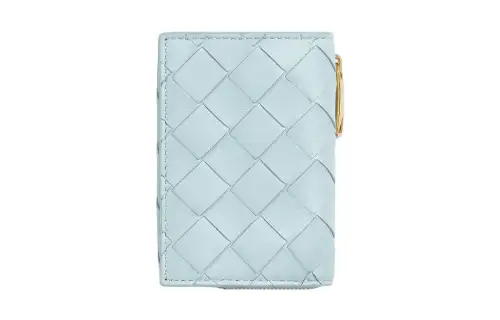 Bottega Veneta Sheepskin Wallet Small Women's Light Blue