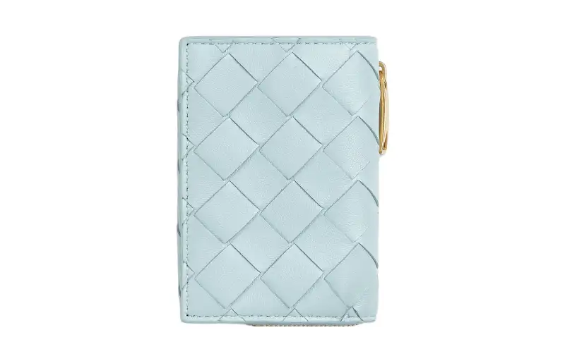 Bottega Veneta Sheepskin Wallet Small Women's Light Blue