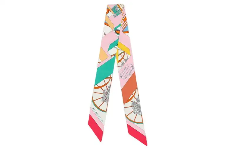 HERMES Silk Scarves Women's Marine Blue/Cream/Oil Blue