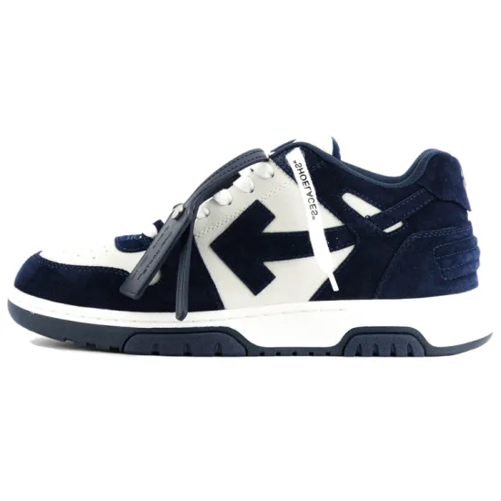 OFF-WHITE Out Of Office Ooo Low Tops White Navy Blue Suede