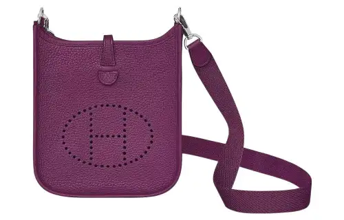 HERMES Evelyne Clemence Bullock Leather Crossbody Bag, Shoulder Bag 16 Women's P9 Anemone Sea Anemone Purple