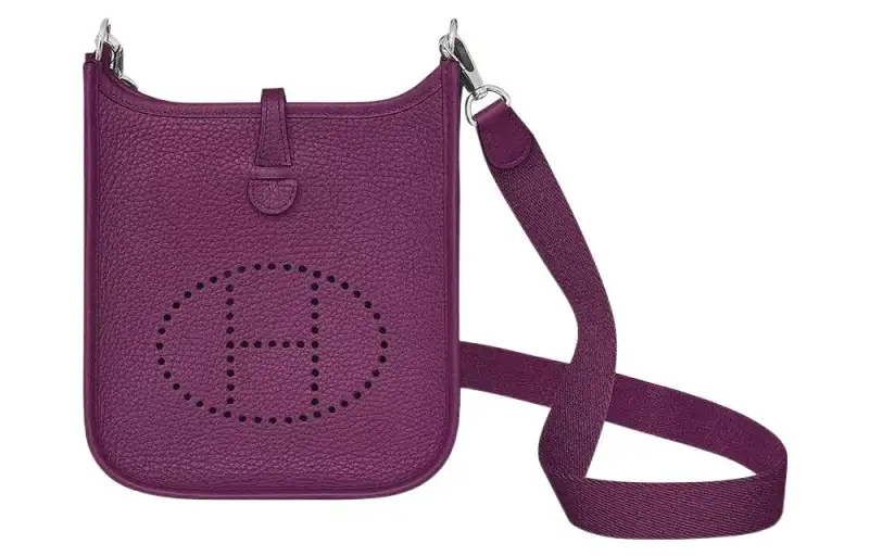 HERMES Evelyne Clemence Bullock Leather Crossbody Bag, Shoulder Bag 16 Women's P9 Anemone Sea Anemone Purple