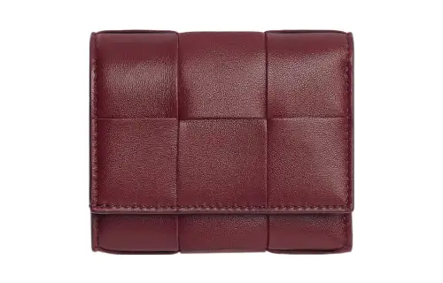 Bottega Veneta Lambskin With Calfskin Wallet Women's Burgundy