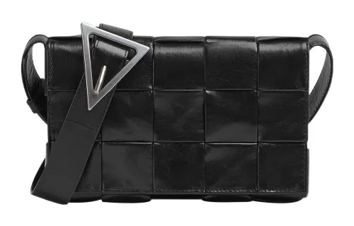 Bottega Veneta Cassette Intreccio Crossbody Bag Small Black
