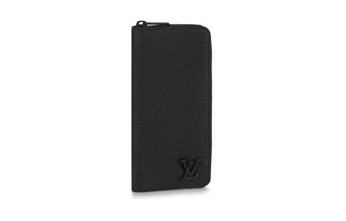 LOUIS VUITTON Zippy Aerogram Cow Leather Wallet Regular Men's Black