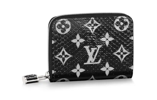 LOUIS VUITTON Zippy Python Skin Coin Purse Women's Black