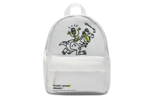 Li Ning, Disney, design toy, white backpack for men and women, print, with embroidery, polyester, for beloved