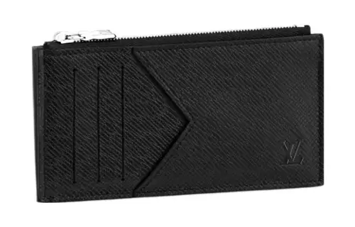 LOUIS VUITTON Cow Leather Card Holder, Coin Purse Men's Black
