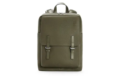LOEWE Military Calfskin Backpack Men's Khaki Green