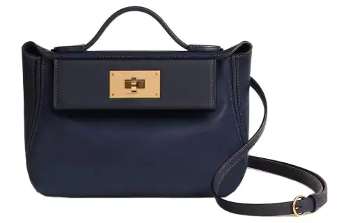 HERMES 24/24 Volupto & Swift Calfskin Handbag, Shoulder Bag, Crossbody Bag Mini Women's Midnight Blue & Indigo