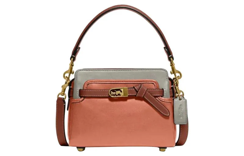 COACH Tate Glove Tanned Leather Handbags Small Women's Nude Pink & Gray