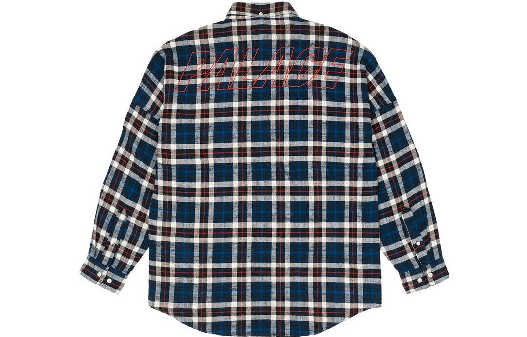 Мужская рубашка Palace FW22 Flannel Drop Shoulder Shirt Navy (синяя) — фото 2