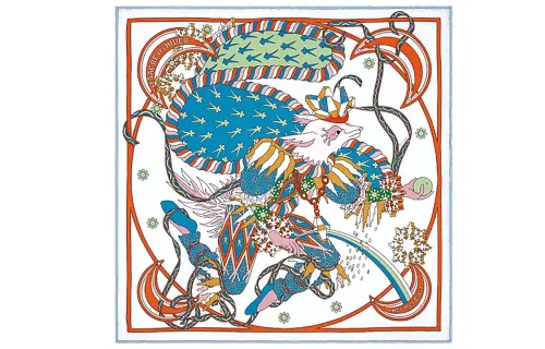 HERMES Silk Scarf Women's White
