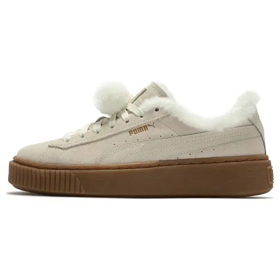 Puma Suede Skateboarding Shoes Women's Low-top Beige