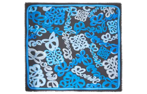LOEWE Anagram Silk Scarf Women's Blue
