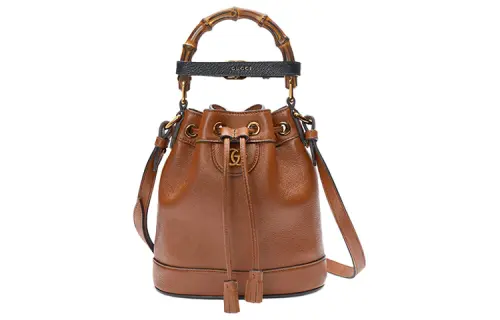 GUCCI Diana Leather Bucket Bag, Portable Crossbody Bag, Shoulder Bag Mini Women's Brown