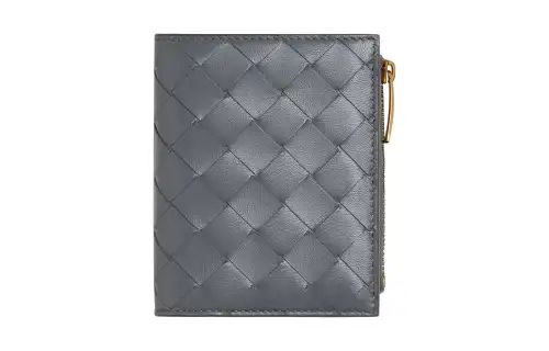 Bottega Veneta Sheepskin Wallet Small Women's Gray